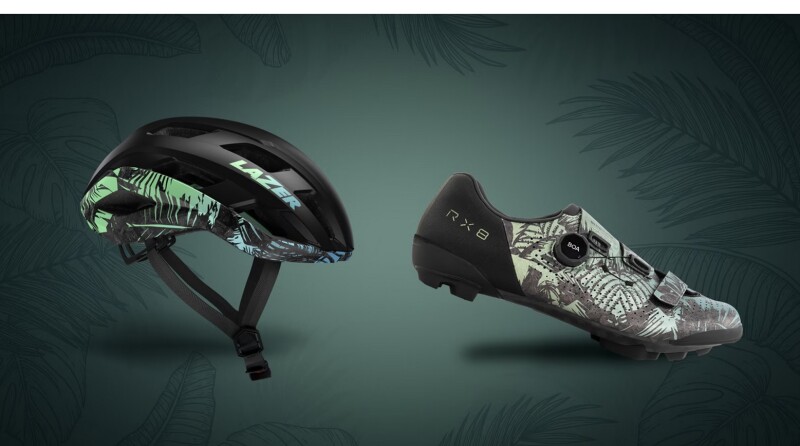 SHIMANO and Lazer Team Up with Matching Tropical Leaves Shoe and Helmet Combo