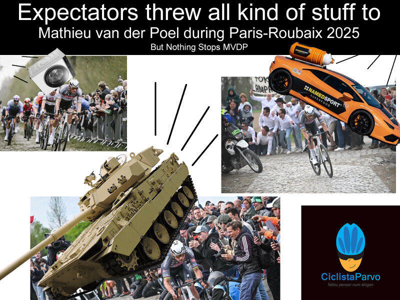 Expectators threw all kind of stuff to Mathieu van der Poel During Paris-Roubaix 2025