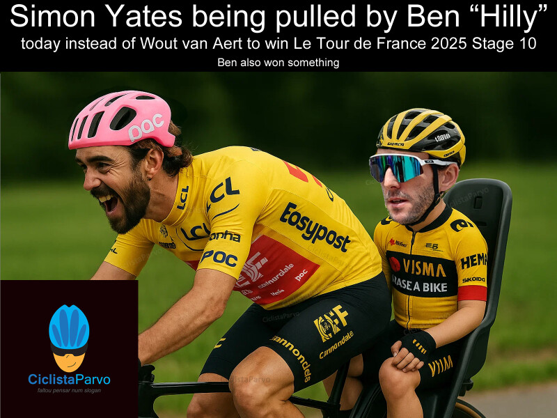 Simon Yates being pulled by Ben "Hilly"