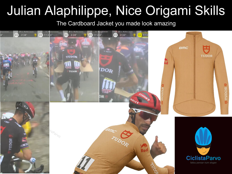 Julian Alaphilippe, Nice Origami Skills The cardboard jacket you made look amazing
