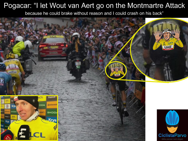 Pogacar: "I let Wout van Aert go on the Montmartre Attack because he could brake without reason and I could crash on his back"