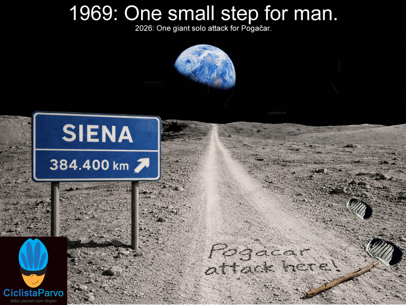 1969: One small step for man. 2026: One giant solo attack for Pogačar.