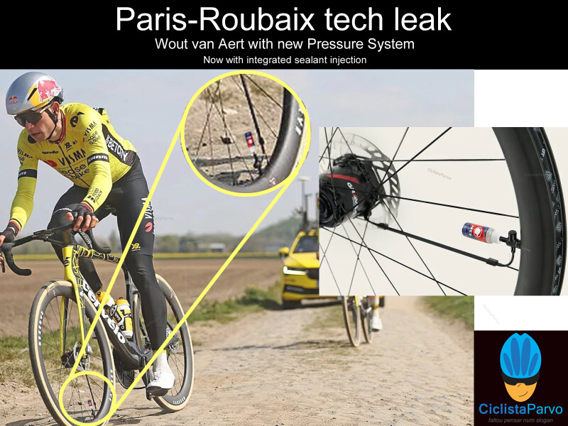 Paris-Roubaix tech leak Wout van Aert with new Pressure System Now with integrated sealant injection