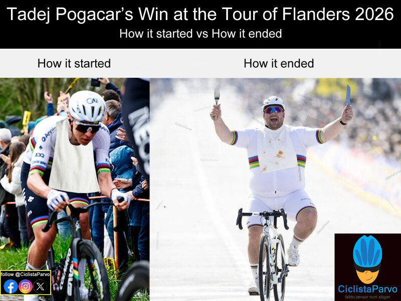 Tadej Pogacar's Win at the Tour of Flanders 2026 How it started vs How it ended